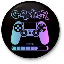 printfashion Gamer - Kitűző, hűtőmágnes - Fekete (5311015)