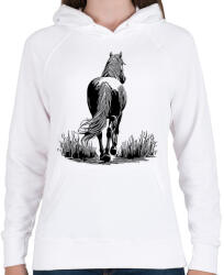 printfashion Ló rajz - Női kapucnis pulóver - Fehér (16691354)