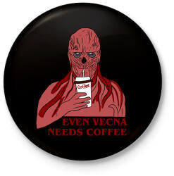 printfashion Vecnának is szüksége van kávéra - Kitűző, hűtőmágnes - Fekete (7607878)