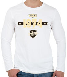 printfashion born-in-1974-cream-choco - Férfi hosszú ujjú póló - Fehér (628351)