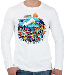 printfashion Blue landscape - Férfi hosszú ujjú póló - Fehér (6312005)