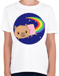 printfashion Nyan cat capybara - Gyerek póló - Fehér (13810656)