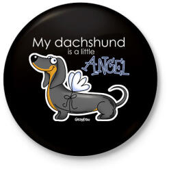 printfashion My dachshund is a little ANGEL" - Kitűző, hűtőmágnes - Fekete (13413768)