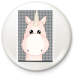 printfashion Unikornis - Kitűző, hűtőmágnes - Fehér (7574361)