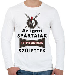 printfashion Az igazi Spártaiak Szeptemberben születtek! - Férfi hosszú ujjú póló - Fehér (2615992)