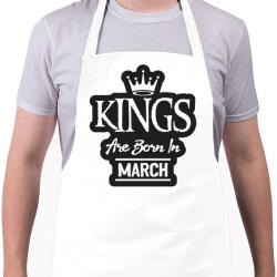 printfashion KINGS are born in March - fekete - Kötény - Fehér (5510159)
