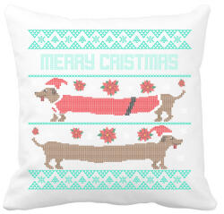 printfashion Tacskós Karácsony - Párnahuzat, Díszpárnahuzat - Fehér (5638213)