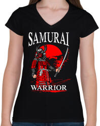 printfashion Szamuráj - Női V-nyakú póló - Fekete (13745966)