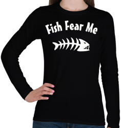 printfashion Fish Fear me - Női hosszú ujjú póló - Fekete (2456766)
