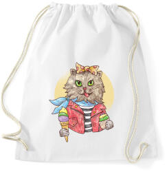 printfashion Vintage macska - Sportzsák, Tornazsák - Fehér (5190502)