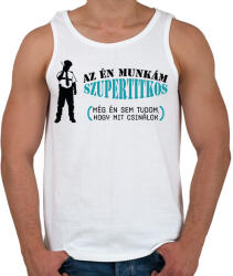 printfashion Az én munkám szupertitkos - Férfi atléta - Fehér (7692864)