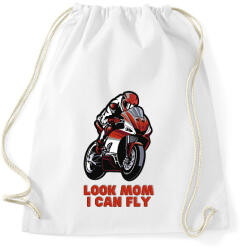 printfashion Look Mom, I can fly motoros - Sportzsák, Tornazsák - Fehér (14070899)