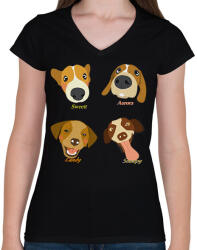 printfashion dog - Női V-nyakú póló - Fekete (2824922)