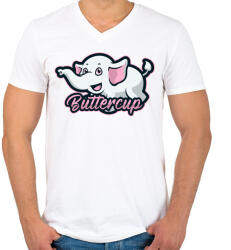 printfashion Buttercup - Férfi V-nyakú póló - Fehér (5136482)