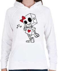 printfashion Szerelmes robot - női - Női kapucnis pulóver - Fehér (15585174)