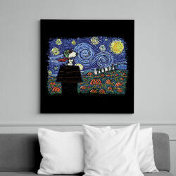 printfashion Halloween - Snoopy - Van Gogh style - sötét alaphoz - Vászonkép - Fekete (6660089)