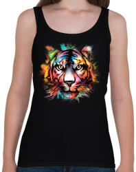 printfashion Színes tigris - Női atléta - Fekete (8046042)