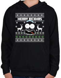 printfashion Merry Rickmas - fehér - Gyerek kapucnis pulóver - Fekete (5711582)