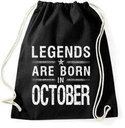 printfashion A legendák októberben születnek - Sportzsák, Tornazsák - Fekete (378499)