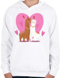 printfashion Szerelmes láma - Gyerek kapucnis pulóver - Fehér (6060437)