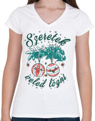 printfashion Szeretek veled lógni - Női V-nyakú póló - Fehér (10771269)