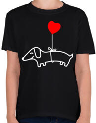 printfashion Tacskó lufival - Gyerek póló - Fekete (5585967)
