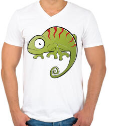 printfashion Kaméleon - Férfi V-nyakú póló - Fehér (1034538)