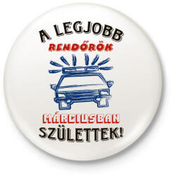 printfashion Rendőr szülinapja március színes - Kitűző, hűtőmágnes - Fehér (5718843)