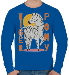 printfashion Tigris póni - zebra - Férfi pulóver - Királykék (5625956)