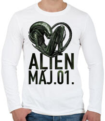 printfashion alien május 1 - Férfi hosszú ujjú póló - Fehér (14150621)