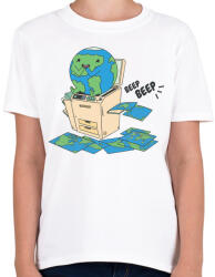 printfashion Vicces Föld bolygó - Gyerek póló - Fehér (5336925)