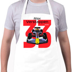 printfashion Verstappen 33 autóversenyző - fekete felirat - Kötény - Fehér (16043106)