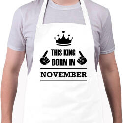 printfashion Ez a király novemberben született - Kötény - Fehér (4905499)