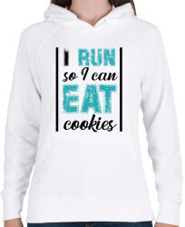 printfashion I run so I can eat cookies - Női kapucnis pulóver - Fehér (7356384)