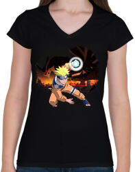 printfashion Naruto - Női V-nyakú póló - Fekete (14252364)