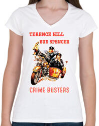printfashion crime busters - Női V-nyakú póló - Fehér (8958261)