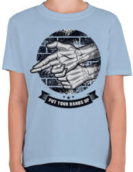 printfashion Kezeket fel! - Gyerek póló - Világoskék (132360)