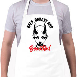 printfashion Bald, badass & beautiful - Kötény - Fehér (8260794)