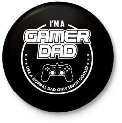 printfashion Gamer Apa - Kitűző, hűtőmágnes - Fekete (3096343)