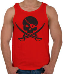 printfashion Kalóz koponya - Férfi atléta - Piros (79191)