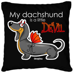 printfashion My dachshund is a little DEVIL" - Párnahuzat, Díszpárnahuzat - Fekete (13415015)