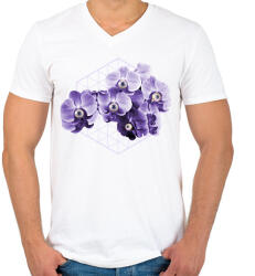 printfashion Virágok szemmel - Férfi V-nyakú póló - Fehér (6156440)
