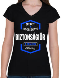 printfashion Biztonságiőr prémium minőség - Női V-nyakú póló - Fekete (1454592)