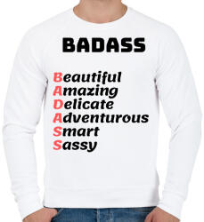 printfashion BADASS - Beautiful Amazing Delicate Adventurous Smart Sassy - Férfi pulóver - Fehér (2470936)