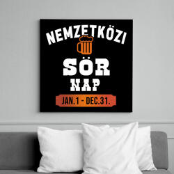 printfashion Nemzetközi sörnap - Fehér - Vászonkép - Fekete (6648473)