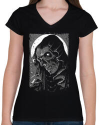 printfashion Csuklyás - Női V-nyakú póló - Fekete (73303)