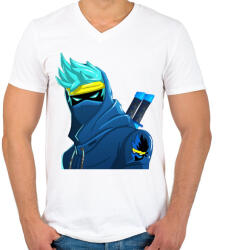 printfashion Vector Fortnite Ninja - Férfi V-nyakú póló - Fehér (4111454)