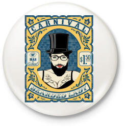 printfashion Szakállas nő - Kitűző, hűtőmágnes - Fehér (3074333)