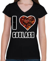 printfashion I Love Goulash - Női V-nyakú póló - Fekete (16364046)