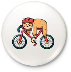 printfashion Lajhár biciklis - Kitűző, hűtőmágnes - Fehér (6380349)